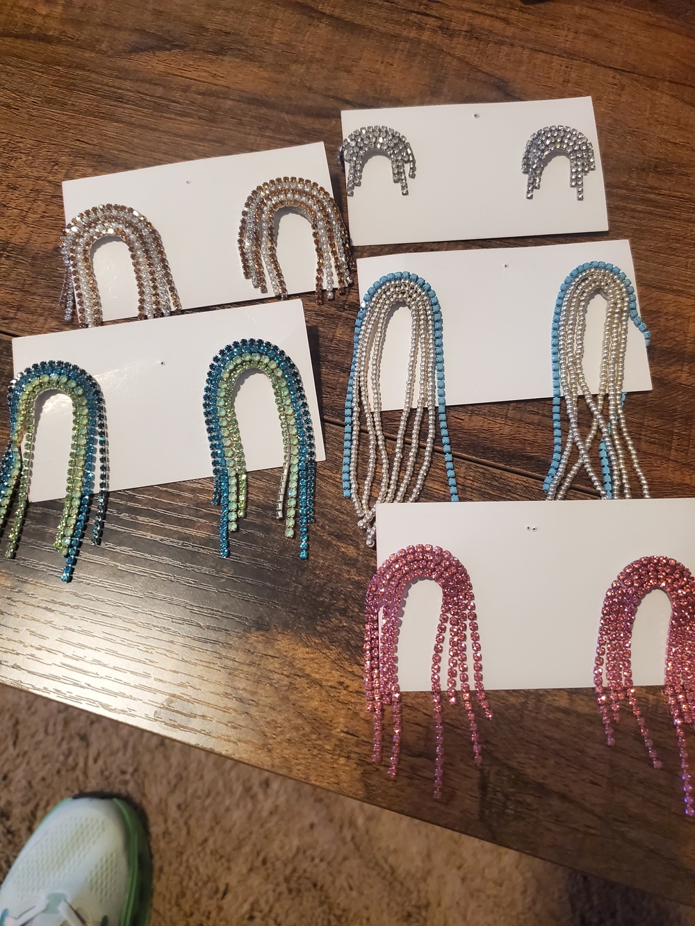 Sparkling Multi-Color Crystal Fringe Earrings Set Of 5